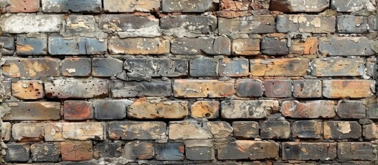 Fototapeta premium Weathered Brick Wall with Flaking Mortar