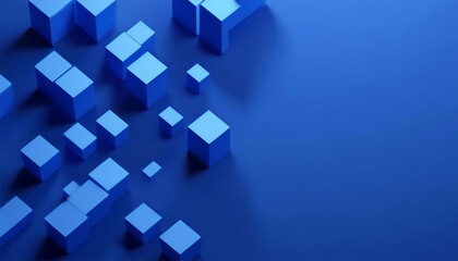 Obraz premium Abstract 3d render, blue geometric background design with cubes with copy space 
