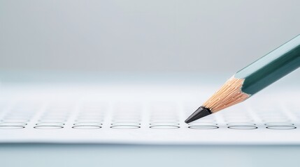 Close-up of a pencil marking an answer sheet, focusing on the detailed process of filling out test or survey responses.
