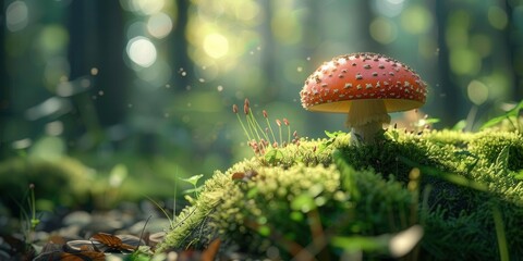 Enchanted Mushroom Forest. Whimsical and magical mushroom backdrop