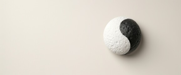 Clean and elegant Yin-Yang abstract with natural light and wide copy space