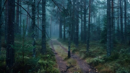 Obraz premium Forest landscape in Uppsala, Sweden