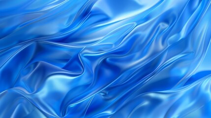 Obraz premium Blue silk fabric drapes and flows, creating soft, subtle waves and a luxurious appearance