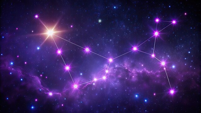 Glowing Scorpio constellation in the night sky with a vibrant purple hue , astrology, zodiac, stars, space