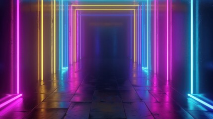 A black background with neon lights on the edges. Generate AI image