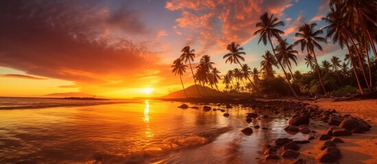 Golden Sunset Over a Tropical Beach