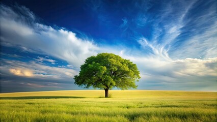 Lonely tree standing in a vast field, lonely, tree, isolated, nature, solitude, landscape, single, serene, alone