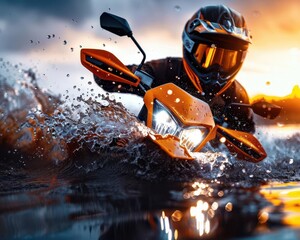 Fototapeta premium Adventure vlogger capturing the rush of an extreme sports moment, a pointofview that brings the audience into the action