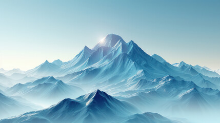 Fototapeta premium Majestic Blue Mountains with Sunlight Glowing on Peaks