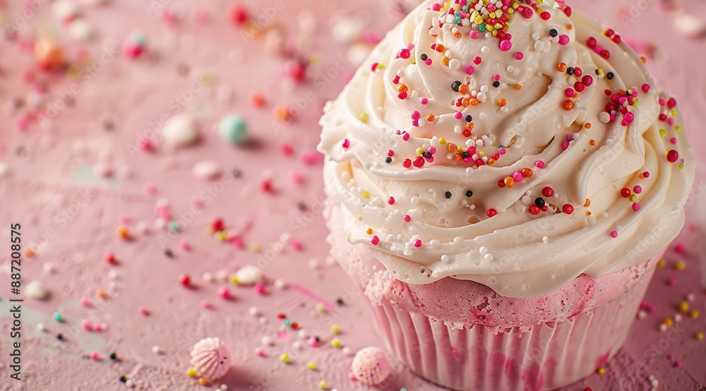 Wall mural cupcake with pink icing