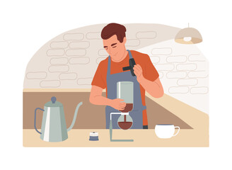 Siphon coffee maker isolated cartoon vector illustrations.