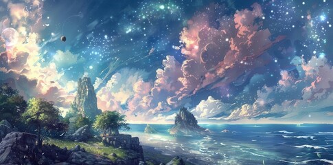 Vibrant Manga Cityscape. Urban manga concept