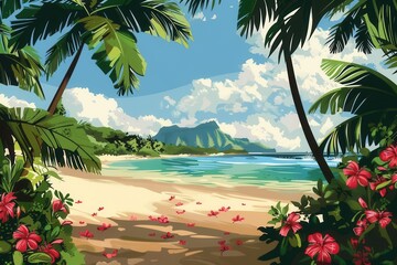 Vibrant Hawaiian Luau Party. Colorful tropical celebration concept