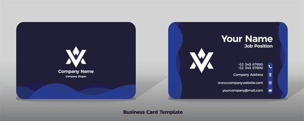 Business card template vector color abstract geometry card business finance industrial people dark deep blue