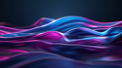 Abstract Digital Waves in Vibrant Blue and Pink Hues with Smooth Gradient Flow