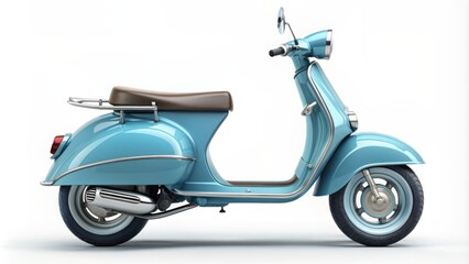 Obraz premium Stylized minimalist blue scooter illustration with sleek lines and vintage charm set against a clean white background.