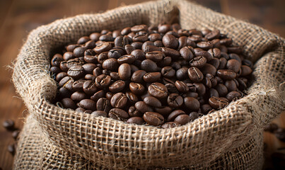 Fototapeta premium Pictures of coffee and coffee beans, coffee plants