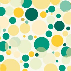 A white background with colorful circles in yellow, green, and beige