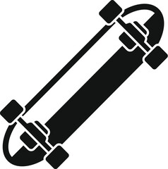 Simple icon of a longboard skateboard with wheels, representing skateboarding, a popular extreme sport