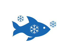 Fish with frozen icon logo design template