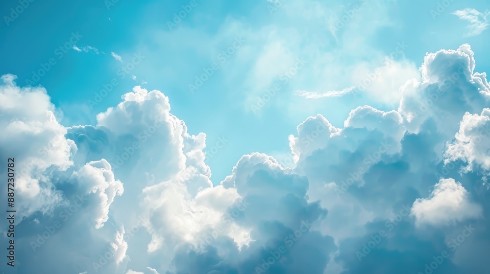 Wall mural ideal background of a partly cloudy blue sky for custom text insertion
