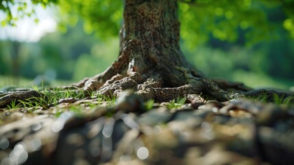 Obraz premium Tree roots in soil close up, underground texture