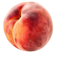 A beautifully detailed peach with vibrant hues and a natural, fuzzy texture, displayed on a transparent background for a clear, appetizing view.