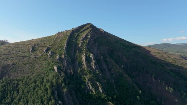 Rugged mountains in Nogueira, Ribas de Sil, Spain, showcasing their dramatic beauty from above.