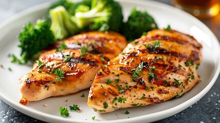 a white plate topped with two chicken breasts