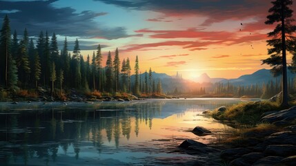 Fototapeta premium beautiful nature landscape panoramic photo