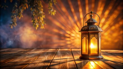 Softly lit lantern casts warm hues on empty space where gentle dancing shadows of movement once unfolded in serene ambiance.