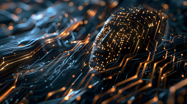Robot head composed of artificial intelligence AI circuit electronic circuit