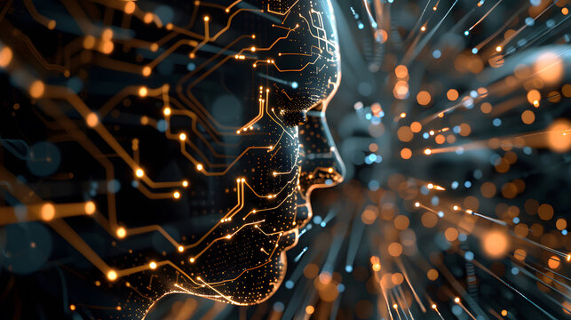 Robot head composed of artificial intelligence AI circuit electronic circuit