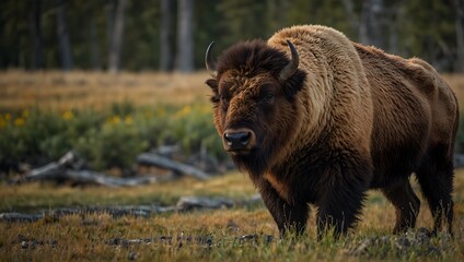 Fototapeta premium The diverse wildlife thriving in Yellowstone's vast wilderness ai_generated