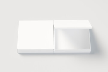 Rendering of two white empty pizza box for product mockup presentation with one is open
