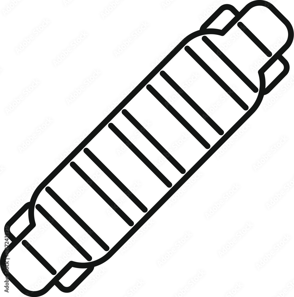 Sticker Line drawing of a longboard with a striped deck standing on a white background