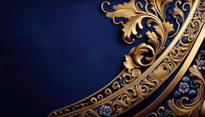 Luxury Golden Stripes on Dark Backgrounds, banner images, Luxury banner golden border color dark blue, Elegant blue and Gold Geometric Background", blue background, invitation card