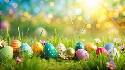 Easter eggs hidden in the background of a colorful spring photo, Easter, eggs, hidden, background, colorful, spring, holiday