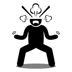 Headache glyph icon. Silhouette symbol. Anger and irritation. Frustration person.