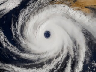 overhead view of a hurricane and it's eye, generative ai