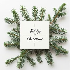 A christmas card with a pine branch and the words merry christmas. AI.