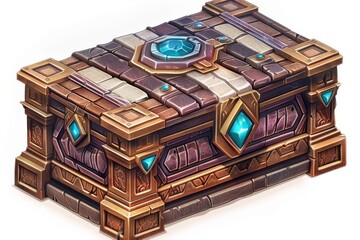 Obraz premium Intricately designed treasure chest adorned with gems and metal accents, evoking mystery