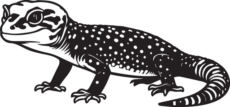Leopard gecko silhouettes vector art illustration