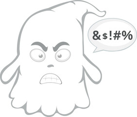 vector illustration character ghost cartoon, with a speech bubble and insult text