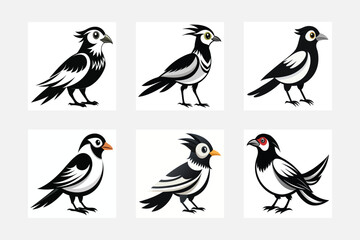 set of birds isolated vector illustration