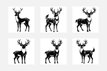 Fototapeta premium Deer silhouette logo set vector 