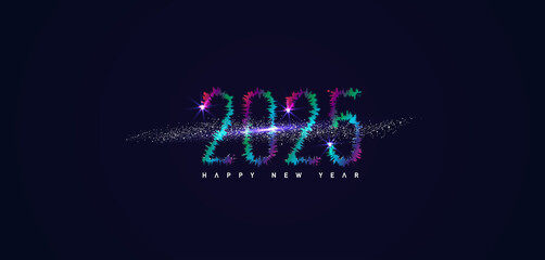 Blue backdrop with Happy New Year 2025