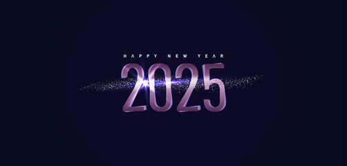 Celebrate the arrival of 2025 with a vibrant purple light in this festive image