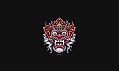 Obraz premium mask of barong balinese vector flat design