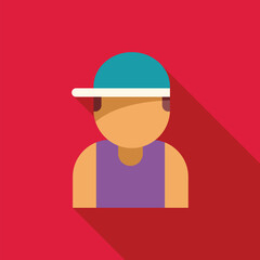 Minimalist illustration of a young athlete wearing a cap and a tank top